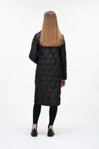 Стьобане пальто з поясом класичне TIARA колір чорний купити Хуст 3
