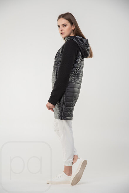 Куртка з трикотажним рукавом комбінована SNOW-OWL колір чорний купити Полтава 1