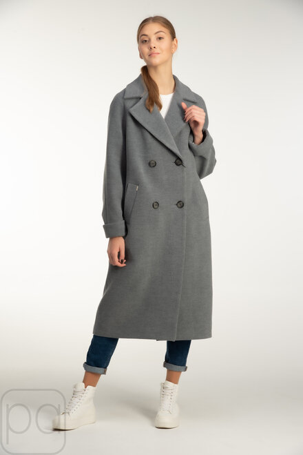 Вільне двобортне пальто на ґудзиках ANGL сірий колір купити Луцьк 