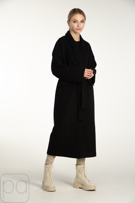 Пальто оверсайз с поясом длинное ORIGA черный цвет купить Харьков 1