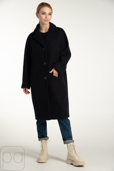 Кашемірове пальто прямого фасону NINA VLADI колір синій- темний купити Богуслав 