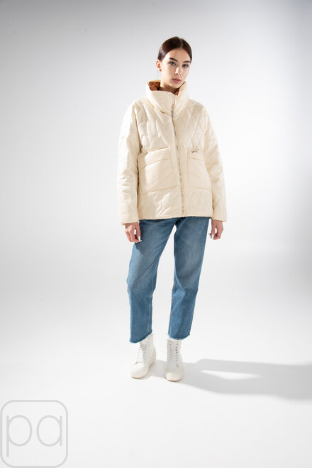 Весняна куртка з накладними кишенями RUFUETE молочний колір купити Ямпіль