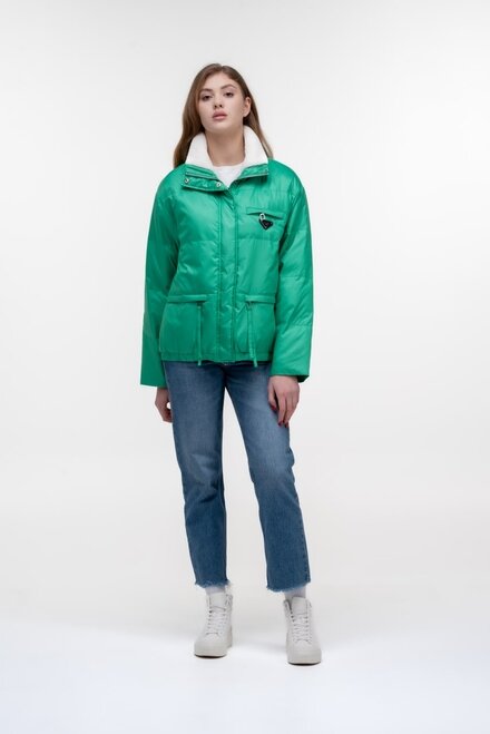 Весенняя куртка короткая PANGMILLION цвет зеленый купить Киев 