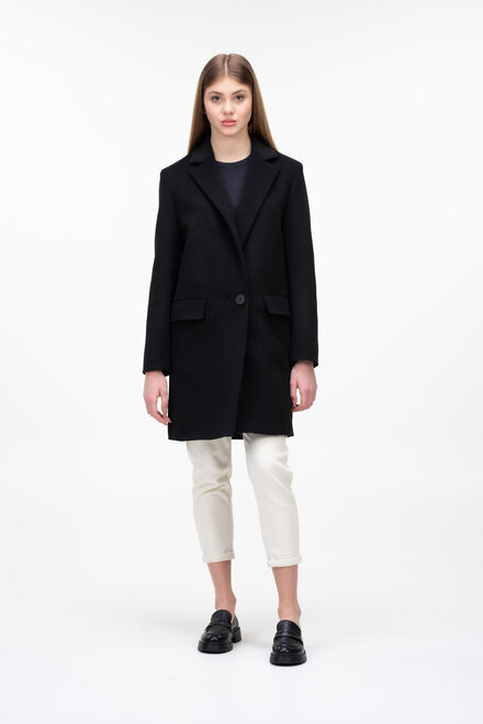 Короткое пальто без пояса ELVI цвет черный купить Луцк 1