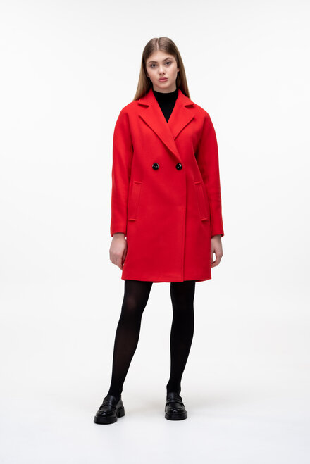 Коротке двобортне пальто NINA VLADI колір червоний купити Полтава 
