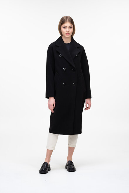 Двуботное пальто демисезонное NINA VLADI цвет черный купить Киев 