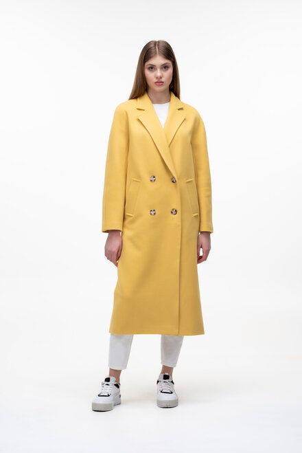 Длинное пальто с поясом демисезон ELVI цвет желтый купить Винница 