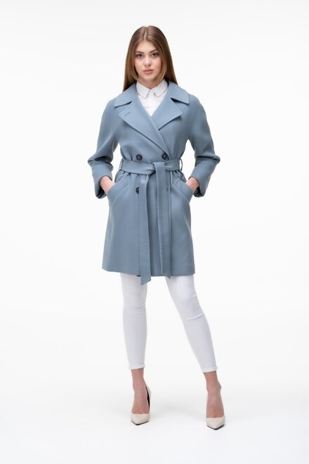 Длиннобортное короткое пальто LORETTA цвет голубой купить Черновцы 