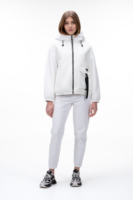 Коротка весняна куртка з каптуром SNOW-OWL колір білий купити Дніпро 1