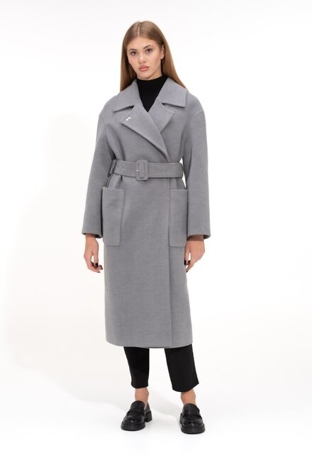 Елегантне пальто на запах ALBANTO колір сірий купити Кропивницький 1
