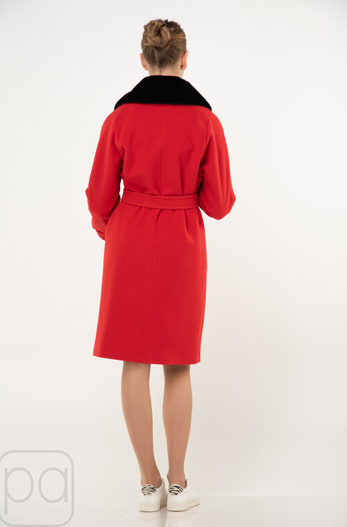 Пальто с мехом NINA VLADI цвет красный купить Хмельник 5