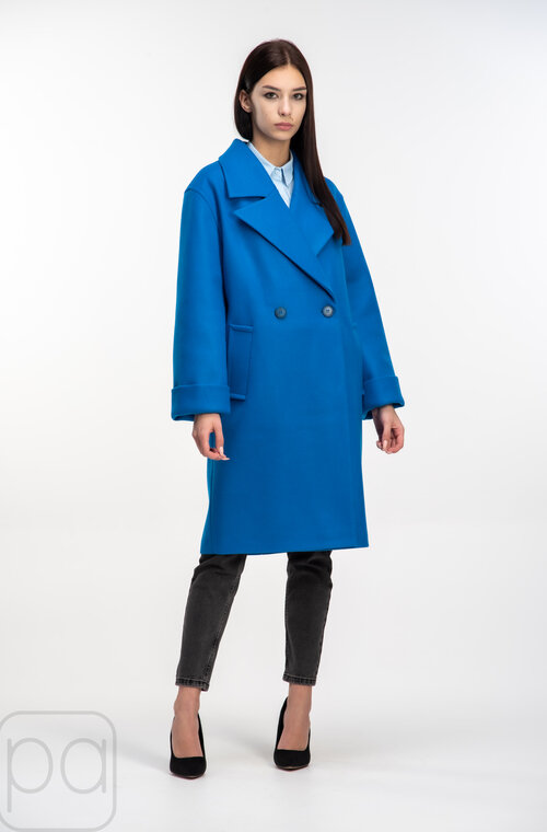 Пальто средней длины с поясом ELVI цвет синий купить Чернигов 