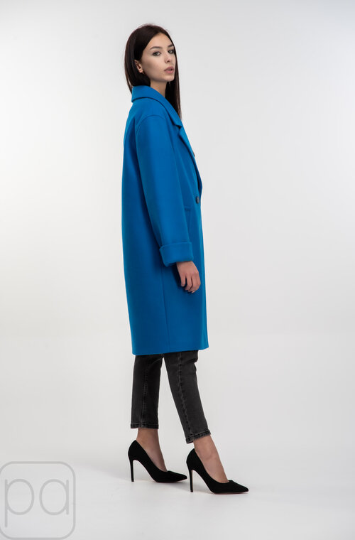 Пальто средней длины с поясом ELVI цвет синий купить Чернигов 03