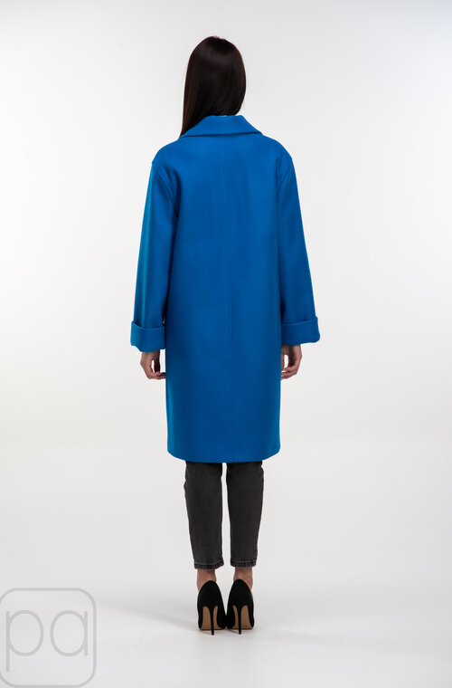 Пальто средней длины с поясом ELVI цвет синий купить Чернигов 04