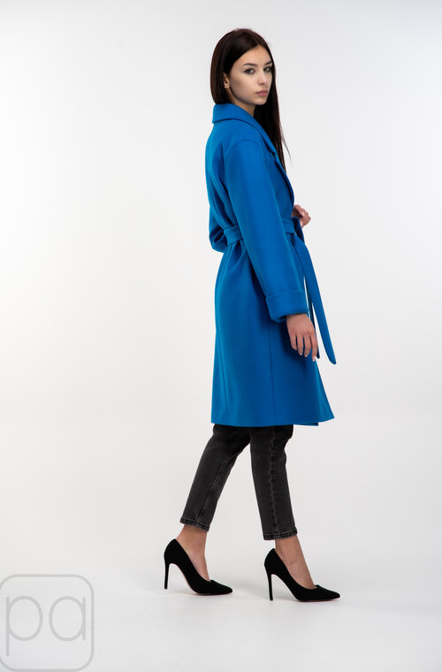 Пальто средней длины с поясом ELVI цвет синий купить Чернигов 06